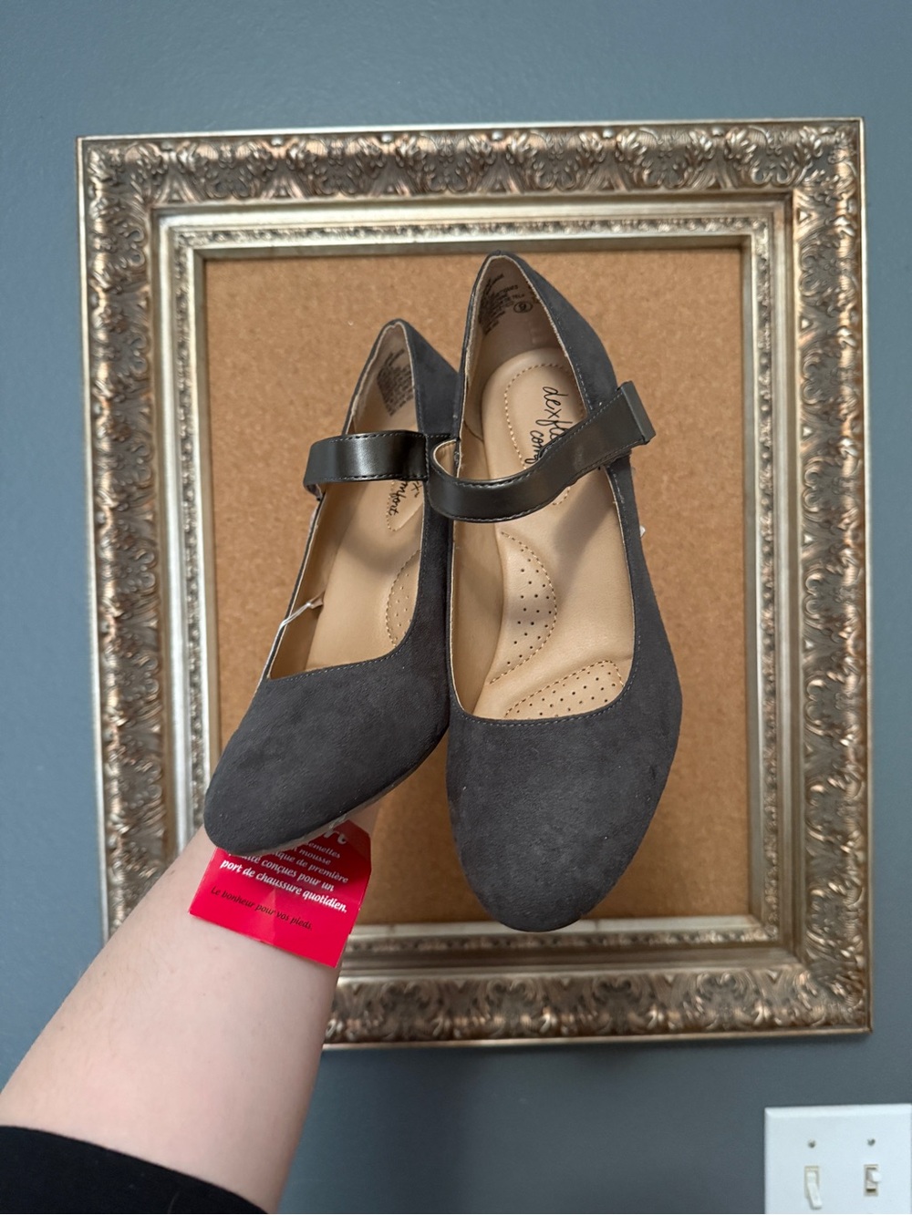 Women's Gray Mary Jane Heels with Strap
